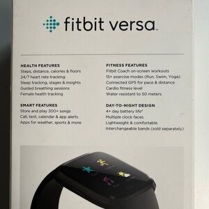 fitbit versa black band smartwatch with color display rose gold boxed